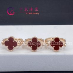 Van Cleef & Arpels Vintage Alhambra Reversible Ring Rose Gold Carnelian and Diamond VCARP7U500