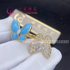 Van Cleef & Arpels Two Butterfly Between The Finger Ring Turquoise VCARP7UZ00