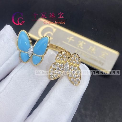 Van Cleef & Arpels Two Butterfly Between The Finger Ring Turquoise VCARP7UZ00