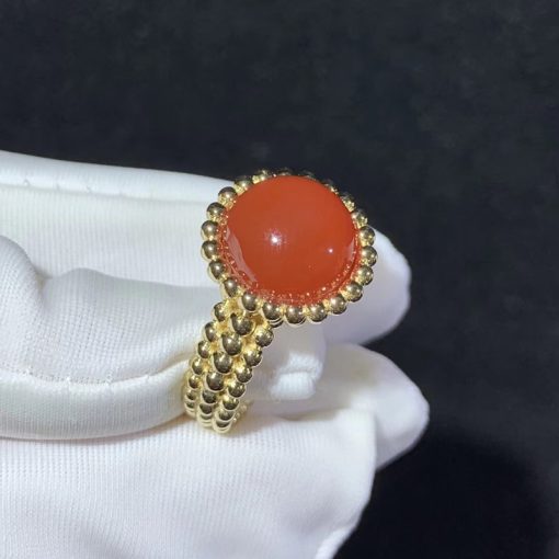 Van Cleef & Arpels Perlée Couleurs Ring Carnelian And Yellow Gold