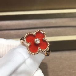 Van Cleef & Arpels Vintage Alhambra Ring Rose Gold Carnelian