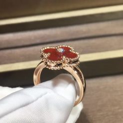 Van Cleef & Arpels Vintage Alhambra Ring Rose Gold Carnelian