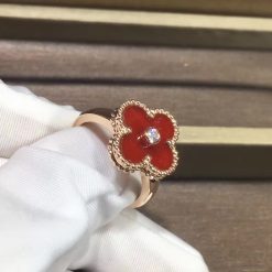 Van Cleef & Arpels Vintage Alhambra Ring Rose Gold Carnelian