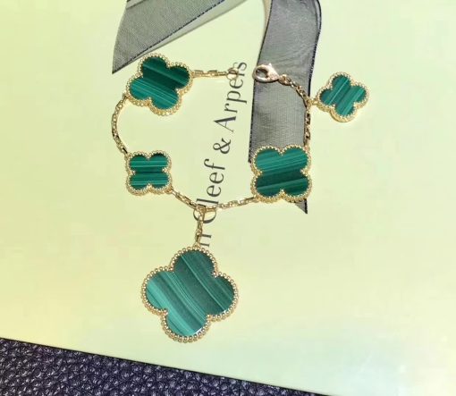 Van Cleef & Arpels Magic Alhambra Bracelet 5 Motifs Malachite VCARO3AU00