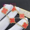 Van Cleef & Arpels Vintage Alhambra Bracelet 5 Motif Yellow Gold Orange Agate Bracelet