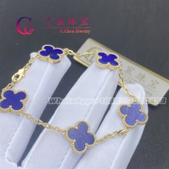 Van Cleef & Arpels Vintage Alhambra Bracelet 5 Motifs Yellow Gold Lapis Lazuli