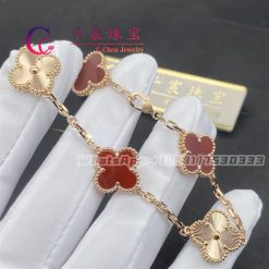 Van Cleef & Arpels Vintage Alhambra Bracelet 5 Motifs Rose Gold And Carnelian VCARP7RP00