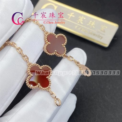 Van Cleef & Arpels Vintage Alhambra Bracelet 5 Motifs Rose Gold And Carnelian VCARP7RP00