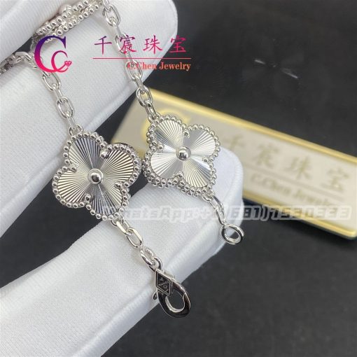 Van Cleef & Arpels Vintage Alhambra Bracelet 5 Motifs guilloché rhodium plated white gold VCARP9XE00