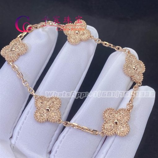 Van Cleef & Arpels Vintage Alhambra Bracelet 5 Motifs 18K Rose Gold VCARN9T300