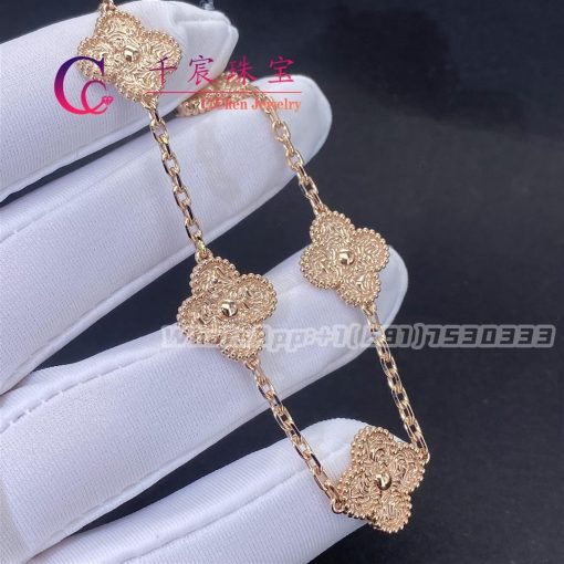 Van Cleef & Arpels Vintage Alhambra Bracelet 5 Motifs 18K Rose Gold VCARN9T300