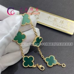 Van Cleef Arpels Vintage Alhambra Bracelet 5 Motifs Green Chalcedony