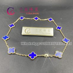 Van Cleef & Arpels Vintage Alhambra Necklace 10 Motifs Yellow Gold lapis lazuli