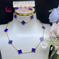 Van Cleef & Arpels Vintage Alhambra Necklace 10 Motifs Yellow Gold lapis lazuli