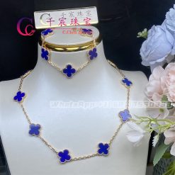 Van Cleef & Arpels Vintage Alhambra Necklace 10 Motifs Yellow Gold lapis lazuli