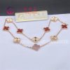 Van Cleef & Arpels Vintage Alhambra Necklace 10 Motifs guilloché rose gold And Carnelian