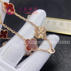 Van Cleef & Arpels Vintage Alhambra Necklace 10 Motifs guilloché rose gold And Carnelian