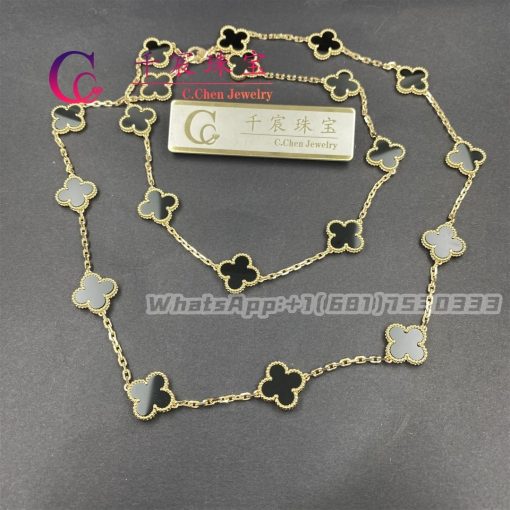 Van Cleef & Arpels Vintage Alhambra Long Necklace 20 Motifs Onyx VCARA43100