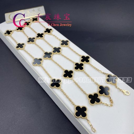 Van Cleef & Arpels Vintage Alhambra Long Necklace 20 Motifs Onyx VCARA43100