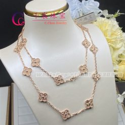 Van Cleef & Arpels Vintage Alhambra Long Necklace 20 Motifs Rose Gold VCARN9T000