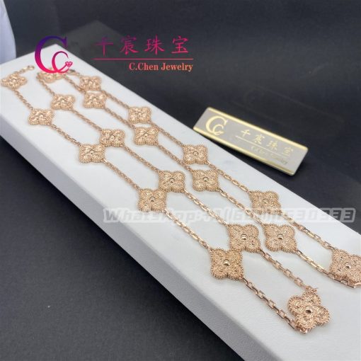 Van Cleef & Arpels Vintage Alhambra Long Necklace 20 Motifs Rose Gold VCARN9T000