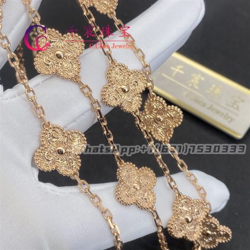 Van Cleef & Arpels Vintage Alhambra Long Necklace 20 Motifs Rose Gold VCARN9T000