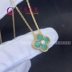 Van Cleef & Arpels Vintage Alhambra Diamond Malachite Limited Edition Necklace