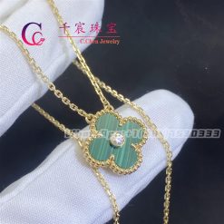 Van Cleef & Arpels Vintage Alhambra Diamond Malachite Limited Edition Necklace