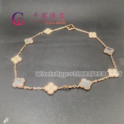 Van Cleef & Arpels Vintage Alhambra Necklace 10 Motifs Rose Gold And Gray Mother-Of-Pearl