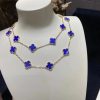 Van Cleef & Arpels Vintage Alhambra Long Necklace, 20 Motifs Yellow Gold Lapis Lazuli