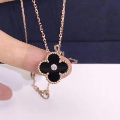 Van Cleef & Arpels Vintage Alhambra Pendant Onyx and Diamond