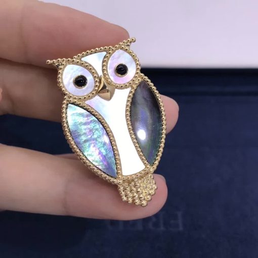 Van Cleef & Arpels Lucky Animals Owl clip Yellow gold, Mother-of-pearl, Onyx VCARP2AV00