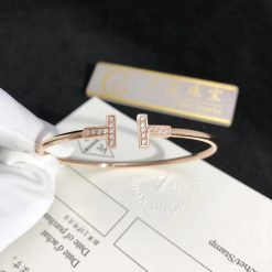 Tiffany T Wire Bracelet in Rose Gold with Diamonds 60010767