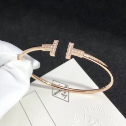 Tiffany T Wire Bracelet in Rose Gold with Diamonds 60010767