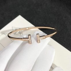 Tiffany T Wire Bracelet in Rose Gold with Diamonds 60010767