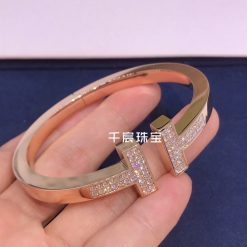 Tiffany T Pavé Diamond Square Bracelet in 18k Rose Gold 60153369