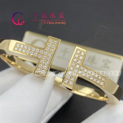 Tiffany T Pavé Diamond Square Bracelet in 18k Yellow Gold 60153366