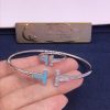 Tiffany T Diamond And Turquoise Wire Bracelet In 18k White Gold 64029029