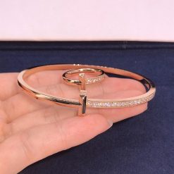 Tiffany T T1 Hinged Bangle In Rose Gold With Diamonds Narrow 68315778