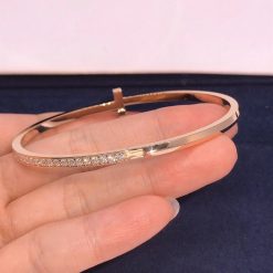 Tiffany T T1 Hinged Bangle In Rose Gold With Diamonds Narrow 68315778