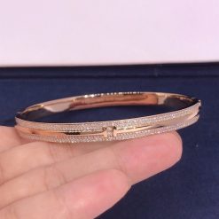 Tiffany T Pavé Diamond Hinged Bangle in 18k Rose Gold 60153440