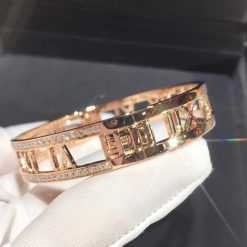 Tiffany Atlas® X Open Hinged Bangle in Rose Gold with Diamonds Medium 67790367