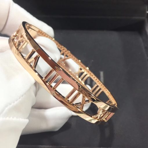 Tiffany Atlas® X Open Hinged Bangle in Rose Gold with Diamonds Medium 67790367