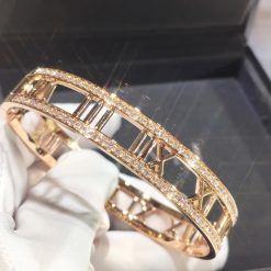 Tiffany Atlas® X Open Hinged Bangle in Rose Gold with Diamonds Medium 67790367