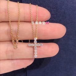 Tiffany Cross Pendant Small Model Of Round Brilliant Diamonds In 18k Yellow Gold 60007469