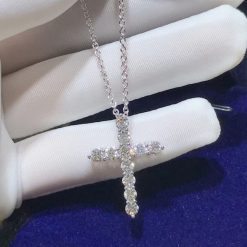 Tiffany Cross Pendant Small Model Of Round Brilliant Diamonds In 18K White Gold 60007429