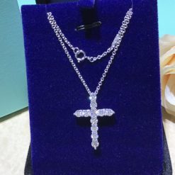 Tiffany Cross Pendant Small Model Of Round Brilliant Diamonds In 18K White Gold 60007429