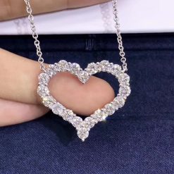 Tiffany Heart Pendant in 18k Platinum with Diamonds Large 60007575