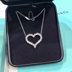 Tiffany Heart Pendant in 18k Platinum with Diamonds Large 60007575