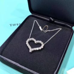 Tiffany Heart Pendant in 18k Platinum with Diamonds Large 60007575